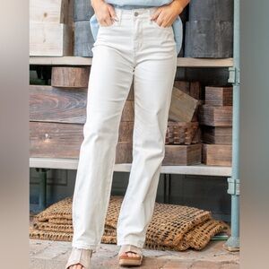 JUDY BLUE MASIE HIGH RISE STRAIGHT ECRU